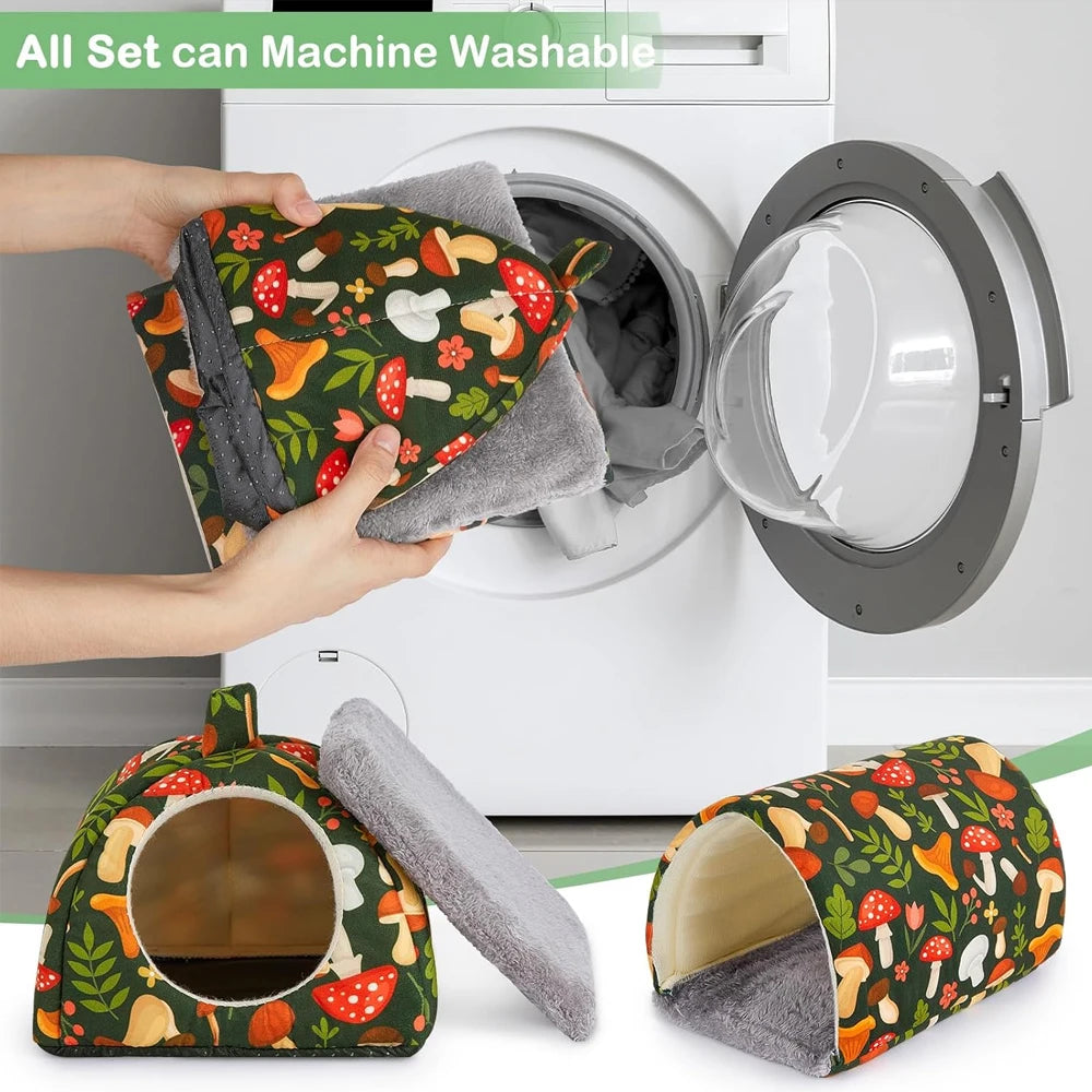 2PCS Washable Guinea Pig Hideout & Tunnel Set – Cozy Small Animal Toys and Cage Accessories for Guinea Pigs, Rabbits & Other Small Pets