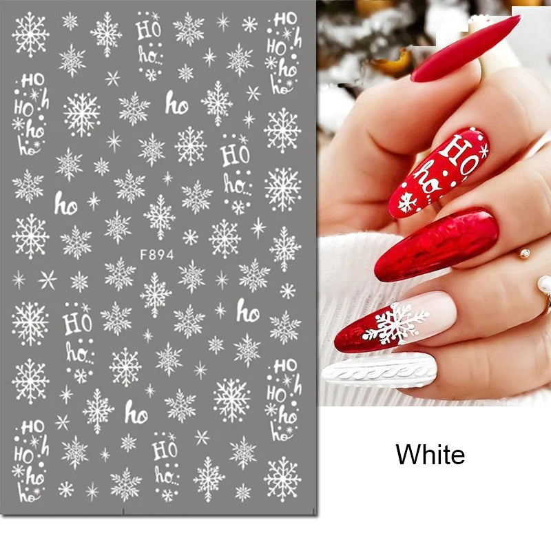 3D Christmas Nail Art Stickers – Snowflake & Winter Tree Nail Decals for Nail Tips Decoration