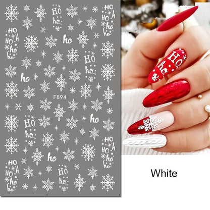 3D Christmas Nail Art Stickers – Snowflake & Winter Tree Nail Decals for Nail Tips Decoration