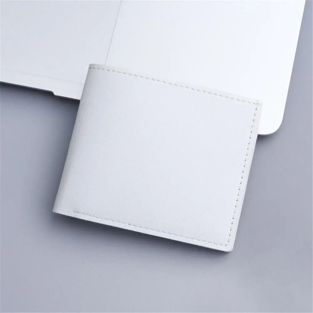 Men's Lychee Texture Leather Wallet Short Card Holder with Coin Pocket & Cash Compartment