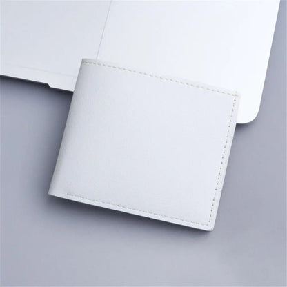 Men's Lychee Texture Leather Wallet Short Card Holder with Coin Pocket & Cash Compartment