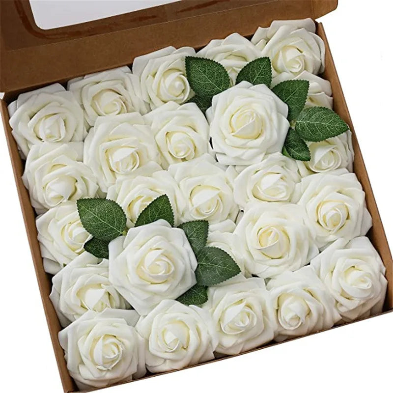 Rosas artificiales de espuma, de 10 a 100 unidades – Rosas sintéticas realistas para ramos de boda, centros de mesa, decoraciones para fiestas, regalos para el Día de la Madre y San Valentín, arreglos florales de bricolaje