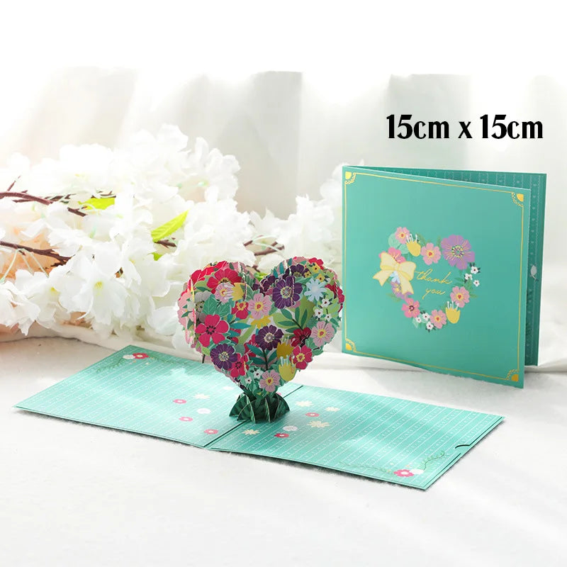 3D Pop-Up Greeting Card – Happy Birthday, Mother’s Day, Father’s Day, Love Mom Dad, Rose Flower, Easter & Thank You Gift