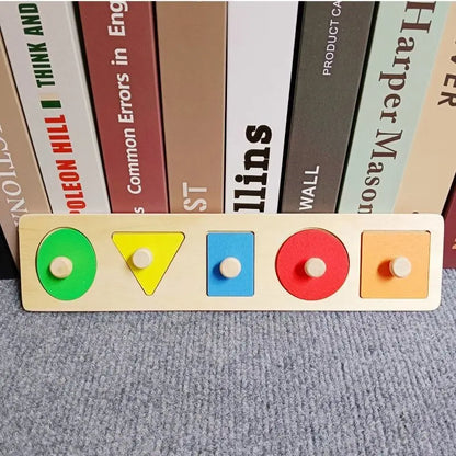 Montessori Wooden Building Blocks Color & Shape Matching Puzzle Educational Toy for Kids