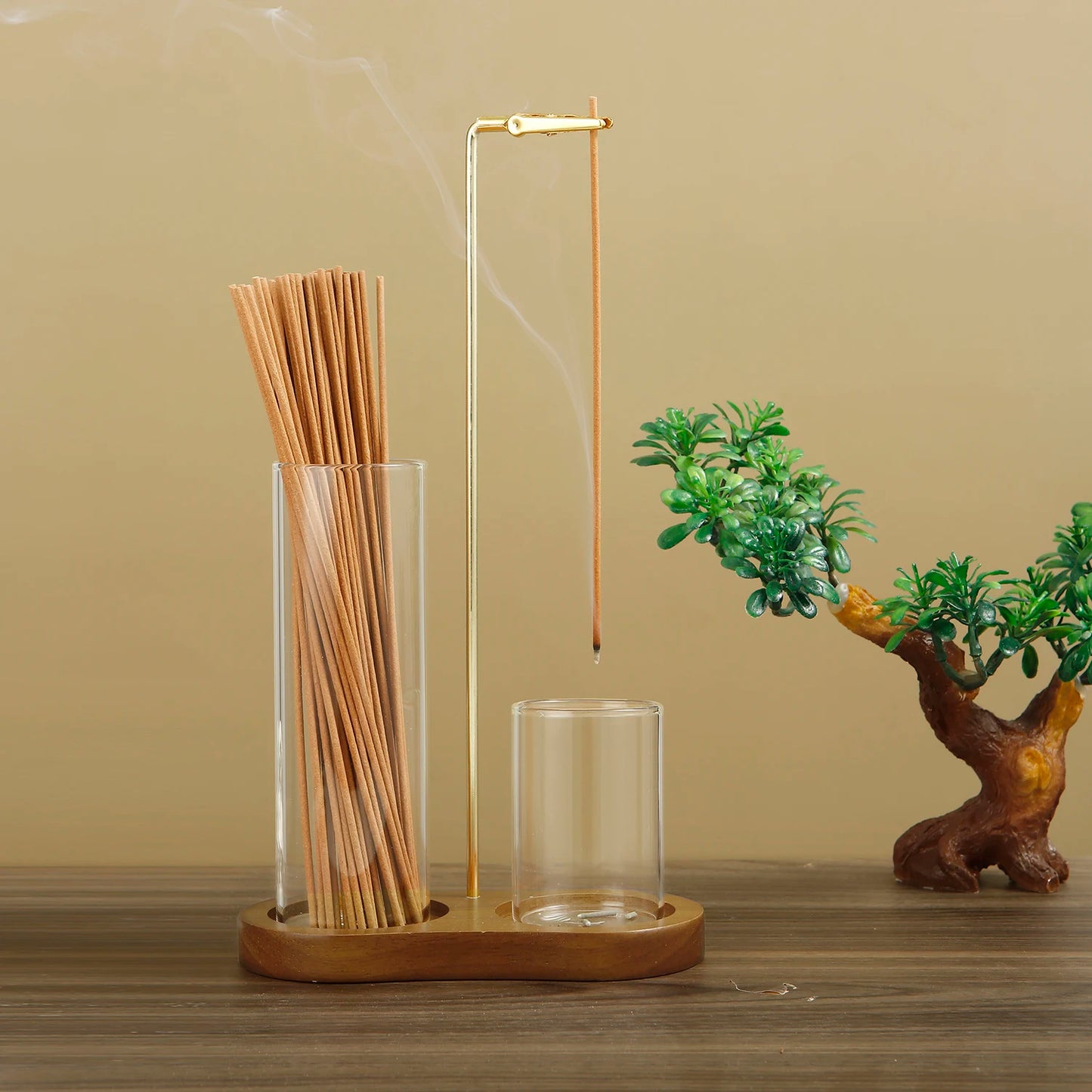 2-in-1 Incense Holder – Stick Incense Burner with Removable Glass Ash Catcher & Incense Stick Organizer for Home Decor