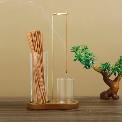 2-in-1 Incense Holder – Stick Incense Burner with Removable Glass Ash Catcher & Incense Stick Organizer for Home Decor
