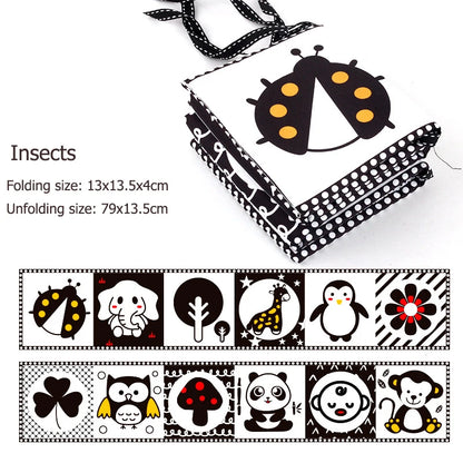 Black & White Sensory Cloth Book for Babies 0–12 Months Montessori Soft Crinkle Toy