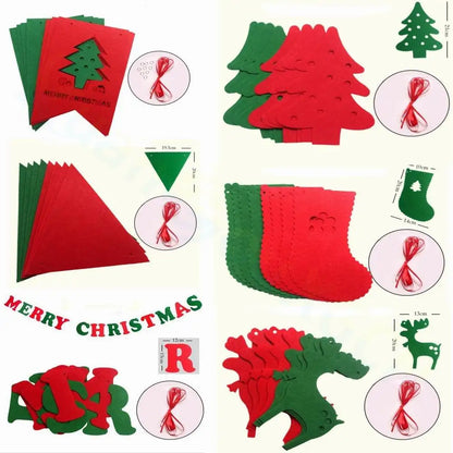 Felt Merry Christmas Banner – Santa Claus Xmas Flag Decoration for Home, Noel Holiday Party & New Year Decor