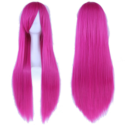 80cm Long Straight Multicolor Heat-Resistant Synthetic Cosplay Wig – Anime Halloween Party Costume Hairpiece