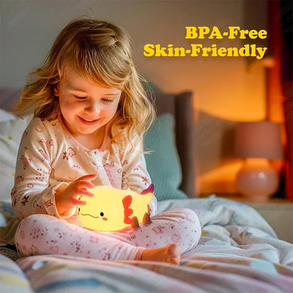 Cute Axolotl Silicone Night Light – Touch-Control USB Rechargeable Nursery Lamp for Baby & Kids, Soft Table Bedside Light