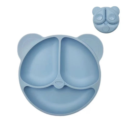Assiette à ventouse en silicone pour bébé – Assiette repas sourire pour tout-petits avec compartiments, vaisselle pour enfants sans BPA