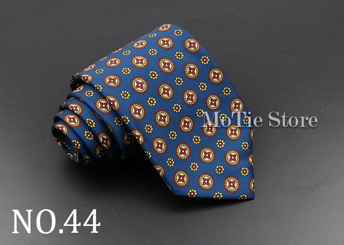 Men's 7.5cm Soft Silk Necktie – Floral & Dot Pattern Tie for Weddings, Business, Parties & Formal Wear