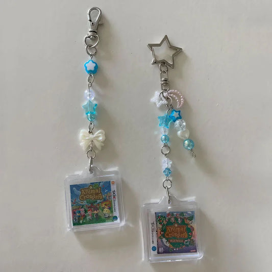 Llavero de cuentas de Animal Crossing hecho a mano - Accesorio lindo para bolsos y llaves de personajes de videojuegos