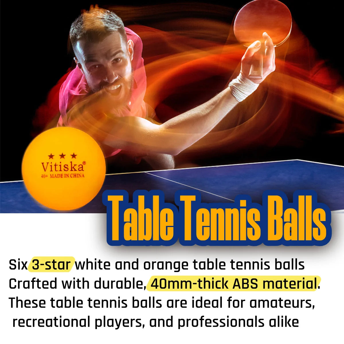 Portable Table Tennis Set – Ping Pong Paddle Set with Retractable Net, Carry Bag & 40+ Balls for Indoor/Outdoor Games Gift
