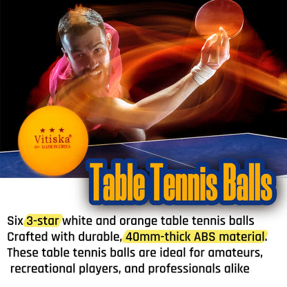 Portable Table Tennis Set – Ping Pong Paddle Set with Retractable Net, Carry Bag & 40+ Balls for Indoor/Outdoor Games Gift
