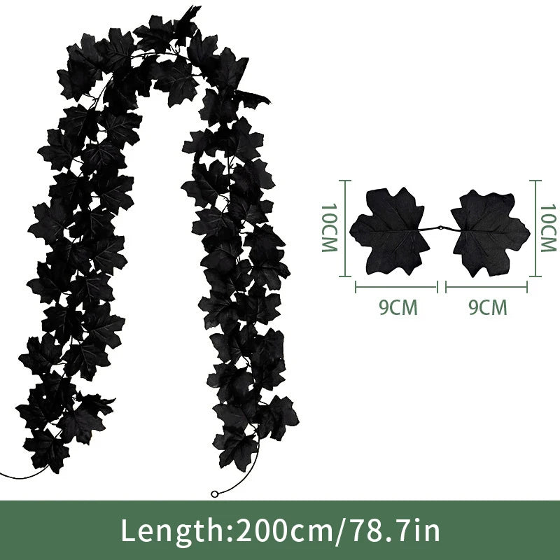 2M Artificial Maple Leaf Garland – Faux Fallen Leaves Autumn Rattan Decor for Thanksgiving, Halloween, Wedding, Christmas & Holiday Festivals