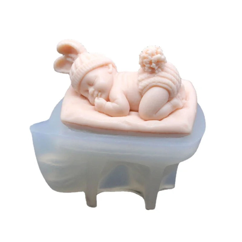 Molde de silicona 3D de bebé durmiendo para velas – Lindo molde de retrato de bebé para velas, jabones, resina, manualidades de yeso, chocolate, cubitos de hielo y proyectos de horneado DIY