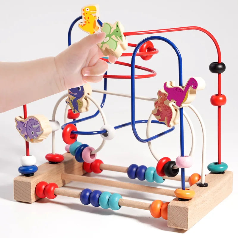 Jouet Montessori en bois de montagnes russes – Labyrinthe de perles pour bébé, boulier d'apprentissage des mathématiques pour les tout-petits de 1 à 3 ans, cadeau de développement éducatif précoce