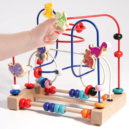 Jouet Montessori en bois de montagnes russes – Labyrinthe de perles pour bébé, boulier d'apprentissage des mathématiques pour les tout-petits de 1 à 3 ans, cadeau de développement éducatif précoce