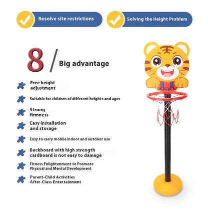 Children’s Version Vertical Adjustable Lifting Basketball Rack – Outdoor & Indoor Sports Cartoon Rebound Parent-Child Interactive Toy