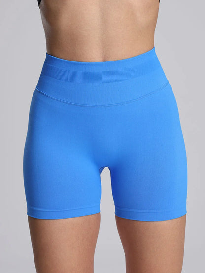 Shorts de yoga femme taille haute gainant sans couture pour l'entraînement, la salle de sport, la course et le fitness, à fort impact