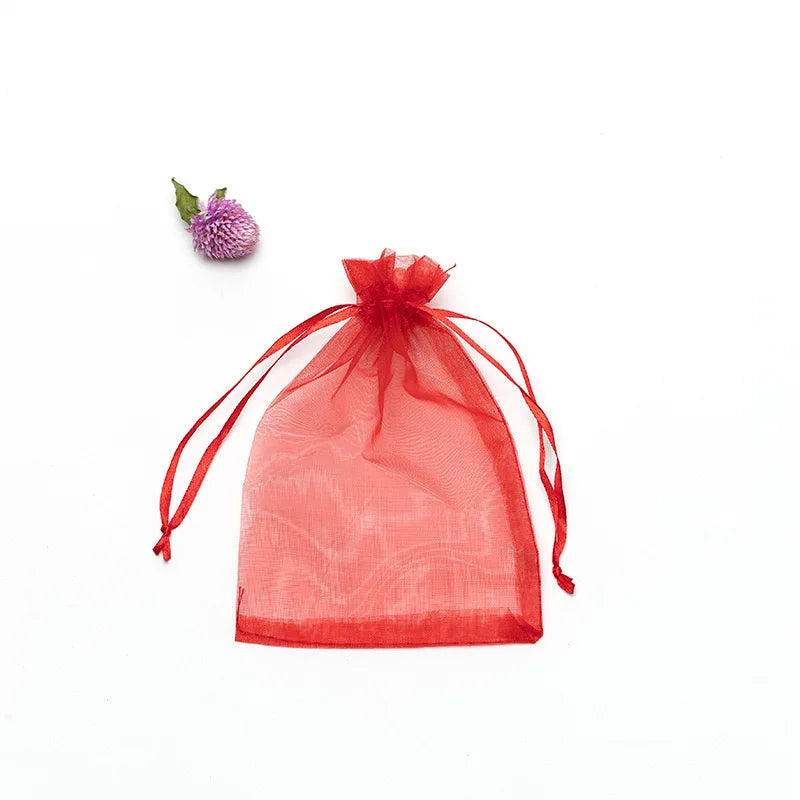 Bolsas de regalo de organza blanca de 20 a 100 unidades – Bolsas de joyería con cordón para recuerdos de boda, regalos de Navidad, empaques de dulces y accesorios para fiestas