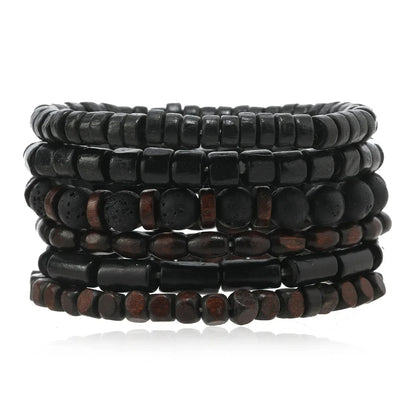 Bohemian Leather Bracelet for Men – Hand-Woven Wooden Bead Charm Bracelet | Vintage Fashion Jewelry Gift for Him