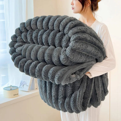 Manta Suave de Felpa de Conejo Artificial – Manta Gruesa Cálida para Sofá, Cama y Confort Otoñal