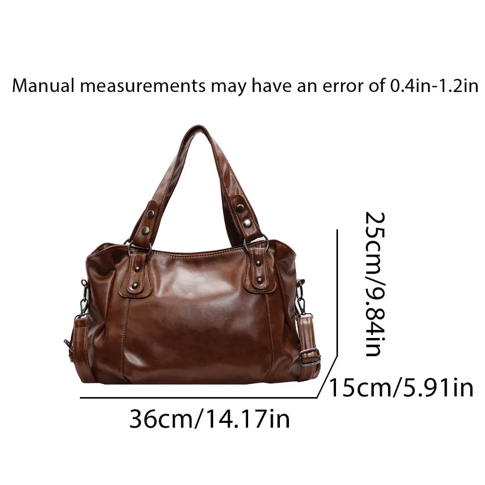 Women’s PU Leather Shoulder Bag – 2026 Fashion Handbag with Soft Interior Compartment, Contrast Color Design, Zipper Closure, Stylish Everyday Purse for Work, Travel & Casual Use