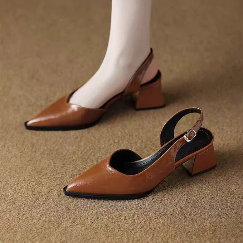 Zapatos de tacón de aguja con punta para mujer - Elegantes zapatos de vestir de tacón alto, mocasines sin cordones para oficina y fiesta