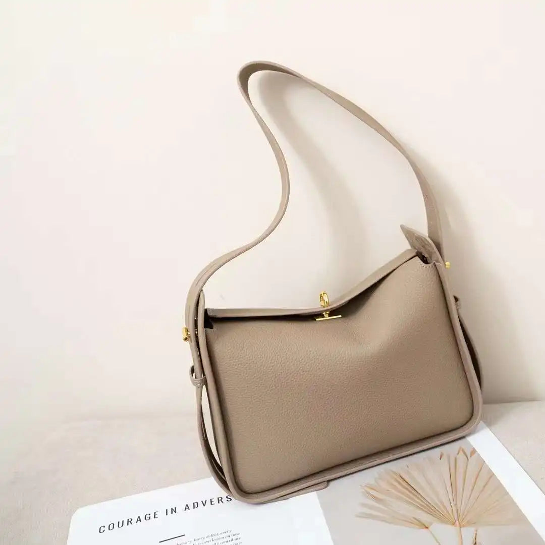 Women's Genuine Leather Shoulder Bag – Luxury Cowhide Crossbody & Underarm Tote with Large Capacity, Elegant Fashion Handbag for Everyday Use
