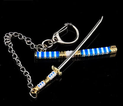 Set de 6 llaveros mini espada katana – Dijes coleccionables inspirados en animes y juegos de 3.54 pulgadas con vainas, genial regalo colgante para mochilas de hombres y niños