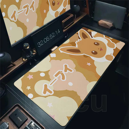 Japan Anime Gamer XXL Desk Mat – Eevee Kawaii Extended Mouse Pad (900×400 Gaming Keyboard & Mouse Pad)