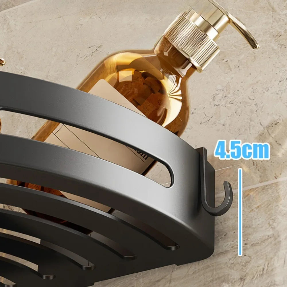 Plastic Bathroom Storage Rack – Adhesive Shower Caddy Shelf, No Drill Shampoo Holder Organizer, Corner Storage Shelf for Bathroom, Towel & Bath Accessories Rack 1/2/3pcs