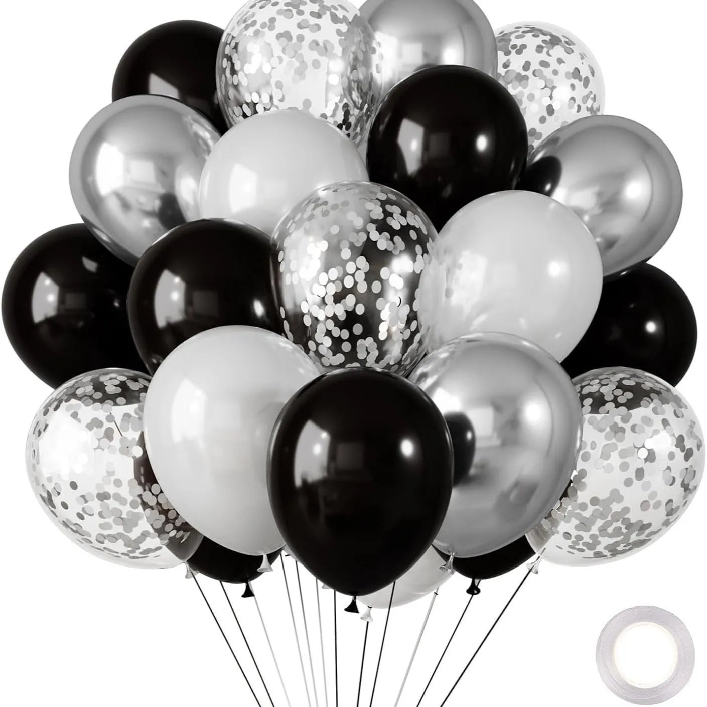 30 Globos de Látex Cromados – Globos de Helio Metálicos Blancos, Rosas y Azules para Decoración de Bodas, Cumpleaños, Baby Showers y Fiestas