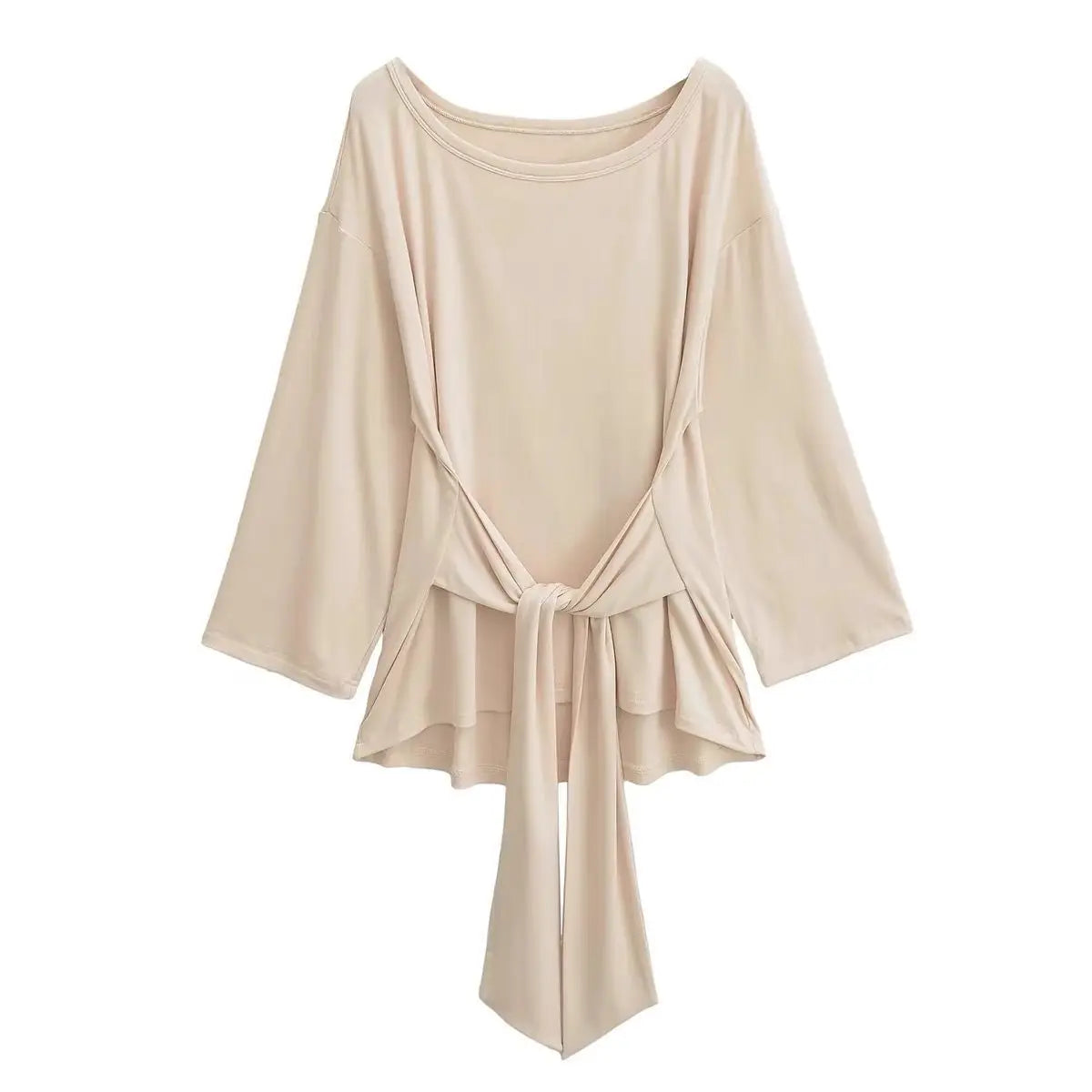 Women’s See Through Long Sleeve Oversize T-Shirt Sexy Back Bandage Off Shoulder Basic Long Tee Korean Chic
