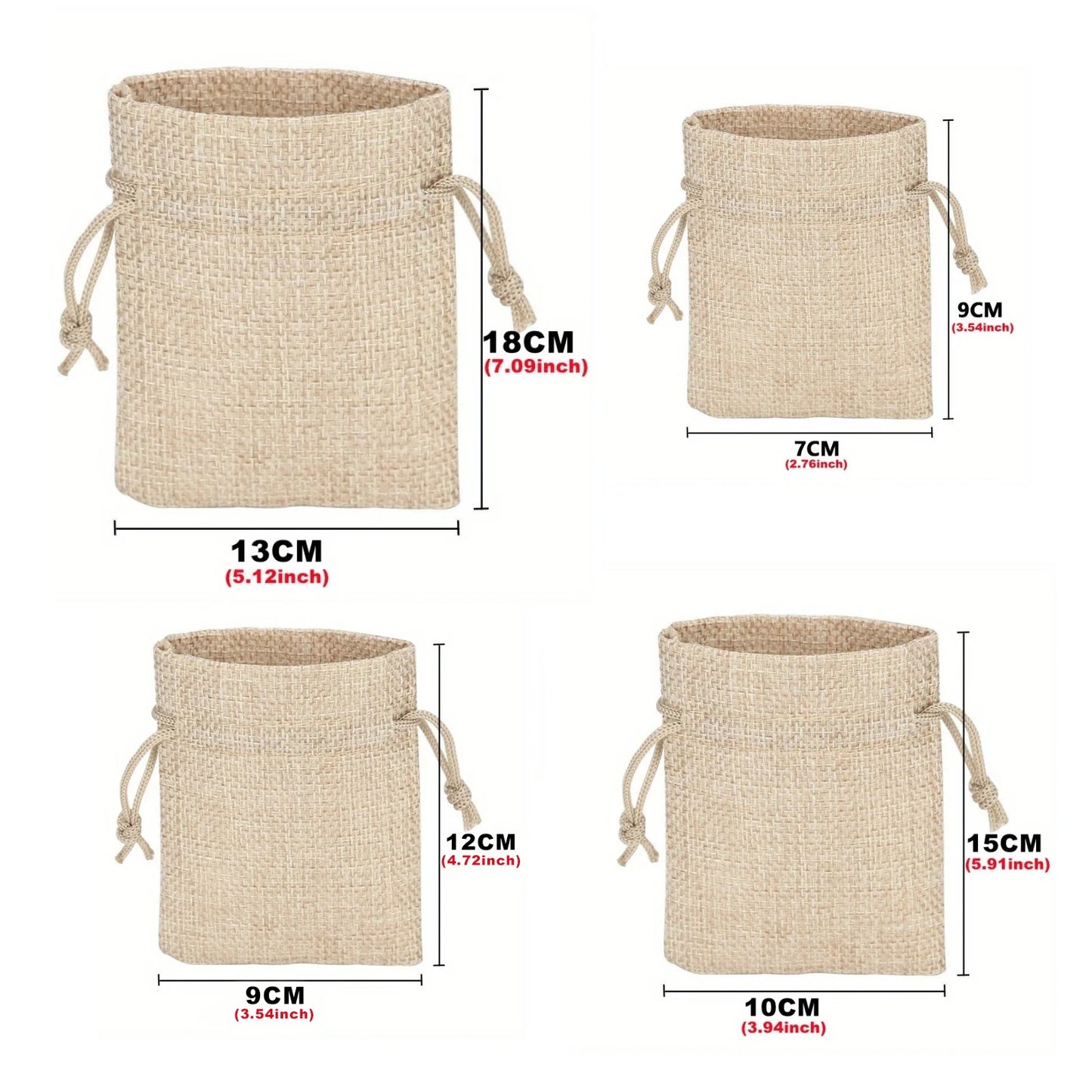 50 SACS CADEAUX en toile de jute avec cordon de serrage – Sacs à dragées en jute pour mariages, bonbons, bijoux et emballages DIY