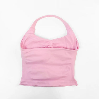 Top Deportivo Largo con Tiras para Mujer NCLAGEN – Top Halter Acolchado para Gimnasio, Yoga, Pilates, Correr y Entrenamientos de Fitness