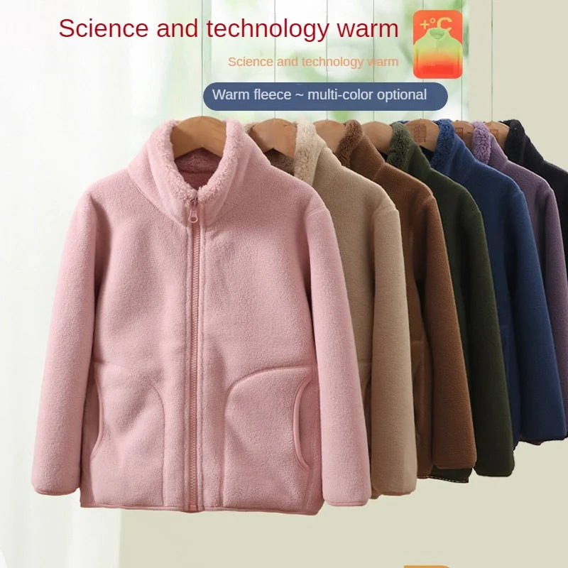 Teen Boys and Girls Winter Fleece Jacket, Thick Warm Windproof School Coat, Cozy Casual Outerwear for Older Teens and Young Adults