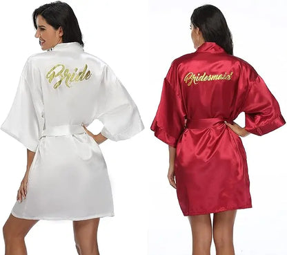 6-Piece Bridal Shower Robe Set – Bride & Bridesmaid Silky Robes Getting Ready Dressing Gown