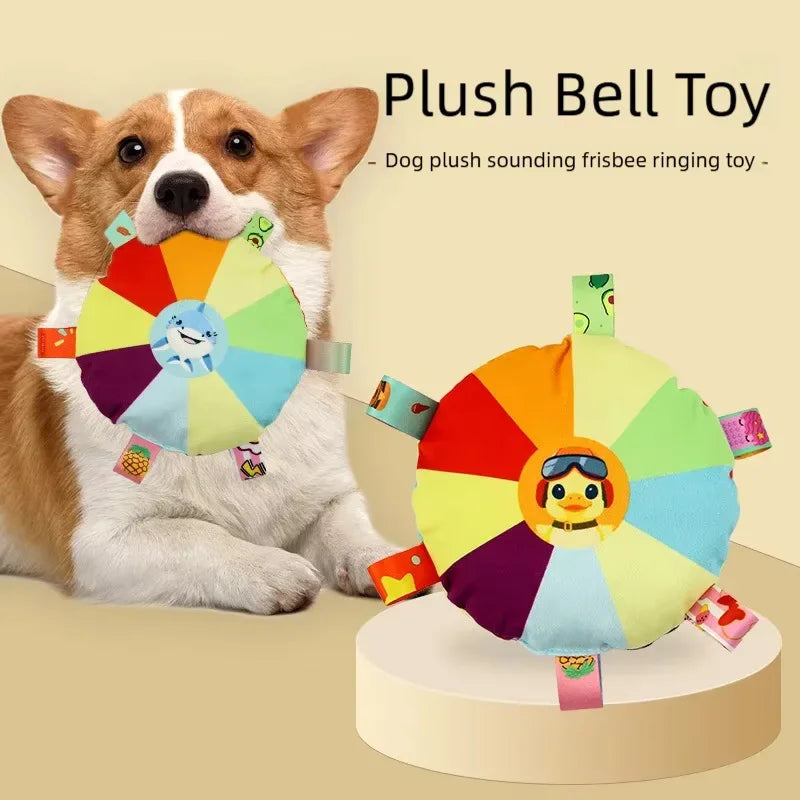 Plush Dog Disc Toy – Squeaky Bite-Resistant Chew Toy for Teeth Grinding, Boredom Relief, Self-Play & Energy Exercise
