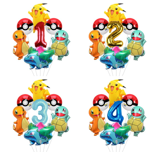 Globos de papel de aluminio con forma de Pikachu de dibujos animados – Globos de película de aluminio para decoraciones de fiestas en interiores y exteriores