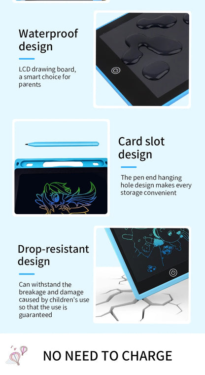 Tablette d'écriture LCD pour enfants – Planche à dessin électronique réutilisable 6,5/8,5/10/12 pouces, Pad d'apprentissage de protection des yeux avec fonction de verrouillage et d'effacement, cadeau éducatif pour enfants