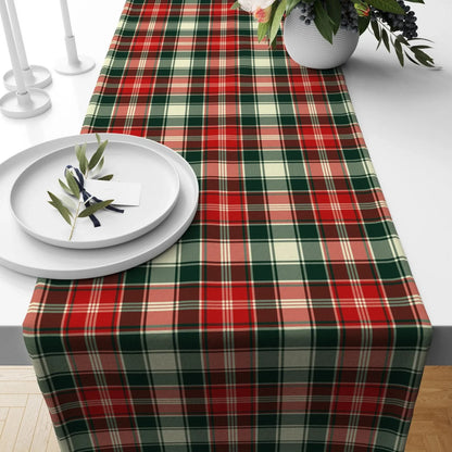 Christmas Tartan Plaid Table Runner – Red & Green Scottish Style Winter Tablecloth for Noel Holiday Dining & Home Decor
