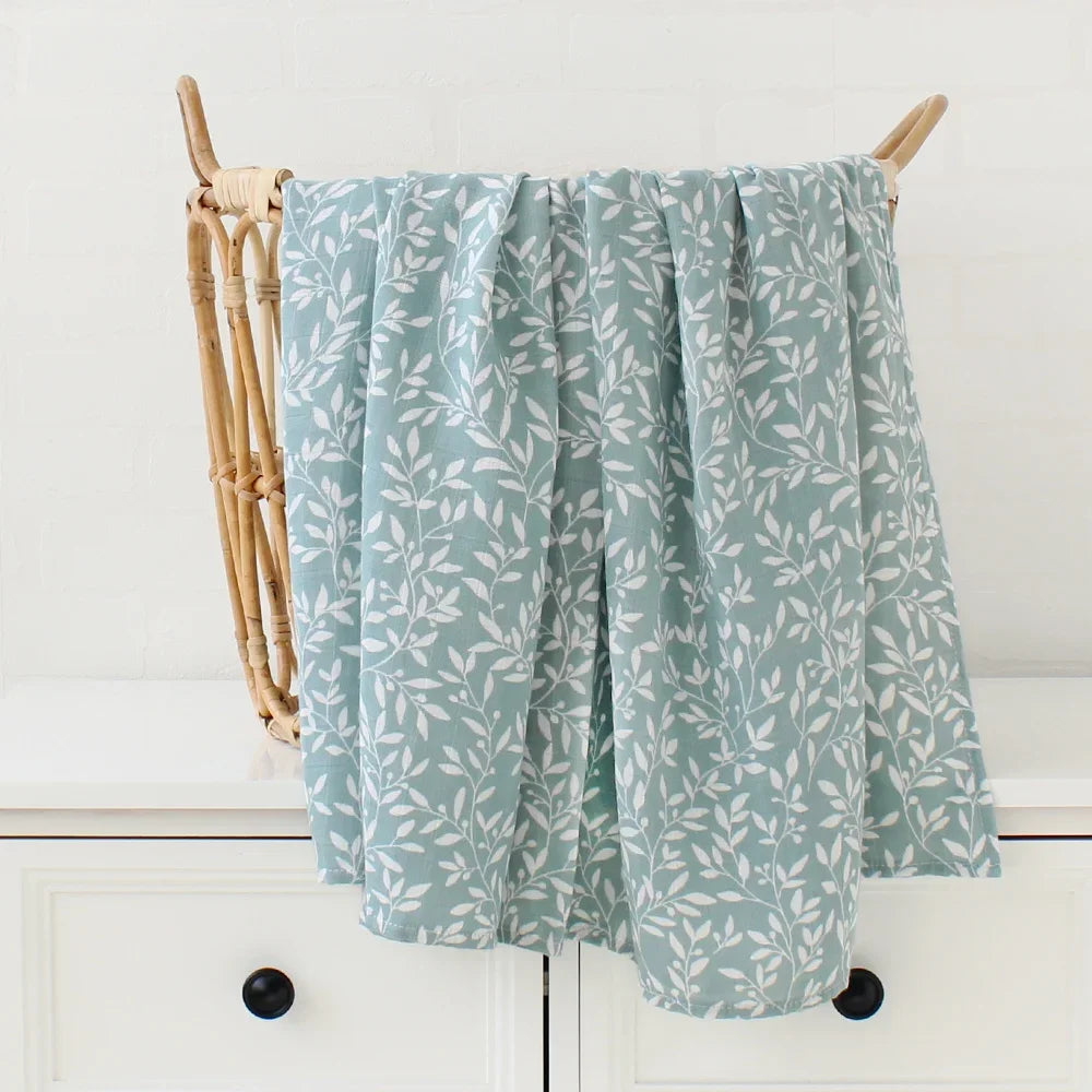 Couverture d'emmaillotage pour bébé en mousseline de bambou – Ultra douce 120 x 120 cm, couverture de naissance, d'emmaillotage et de chambre d'enfant