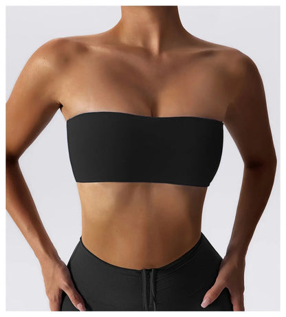 Women’s Strapless Sports Bra – Quick-Dry Tube Top Fitness Yoga Gym Chest Wrap Activewear
