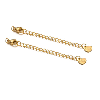 10-Piece Stainless Steel Lobster Clasps with 5cm Extension Chains – Jewelry Connectors for DIY Bracelets & Necklaces