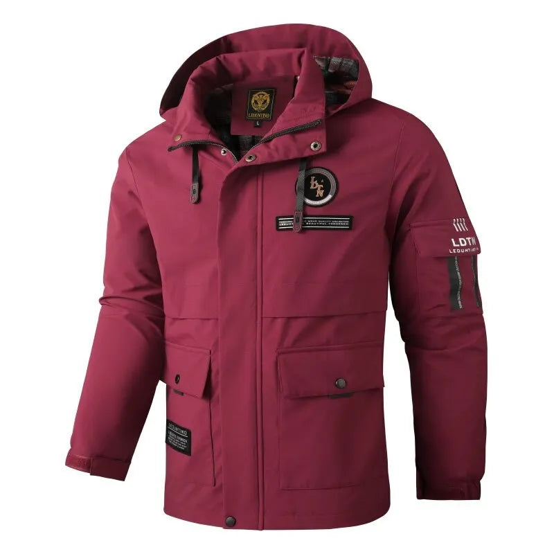Men’s Casual Hooded Parka Jacket – Solid Color Outdoor Coat, Stylish Autumn & Winter Outerwear