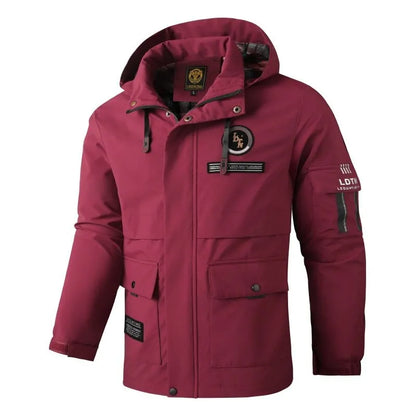 Men’s Casual Hooded Parka Jacket – Solid Color Outdoor Coat, Stylish Autumn & Winter Outerwear
