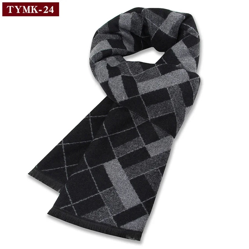 Écharpe d'hiver en imitation cachemire pour homme, douce à carreaux, chaude en mélange de laine, longue, châle, cache-col